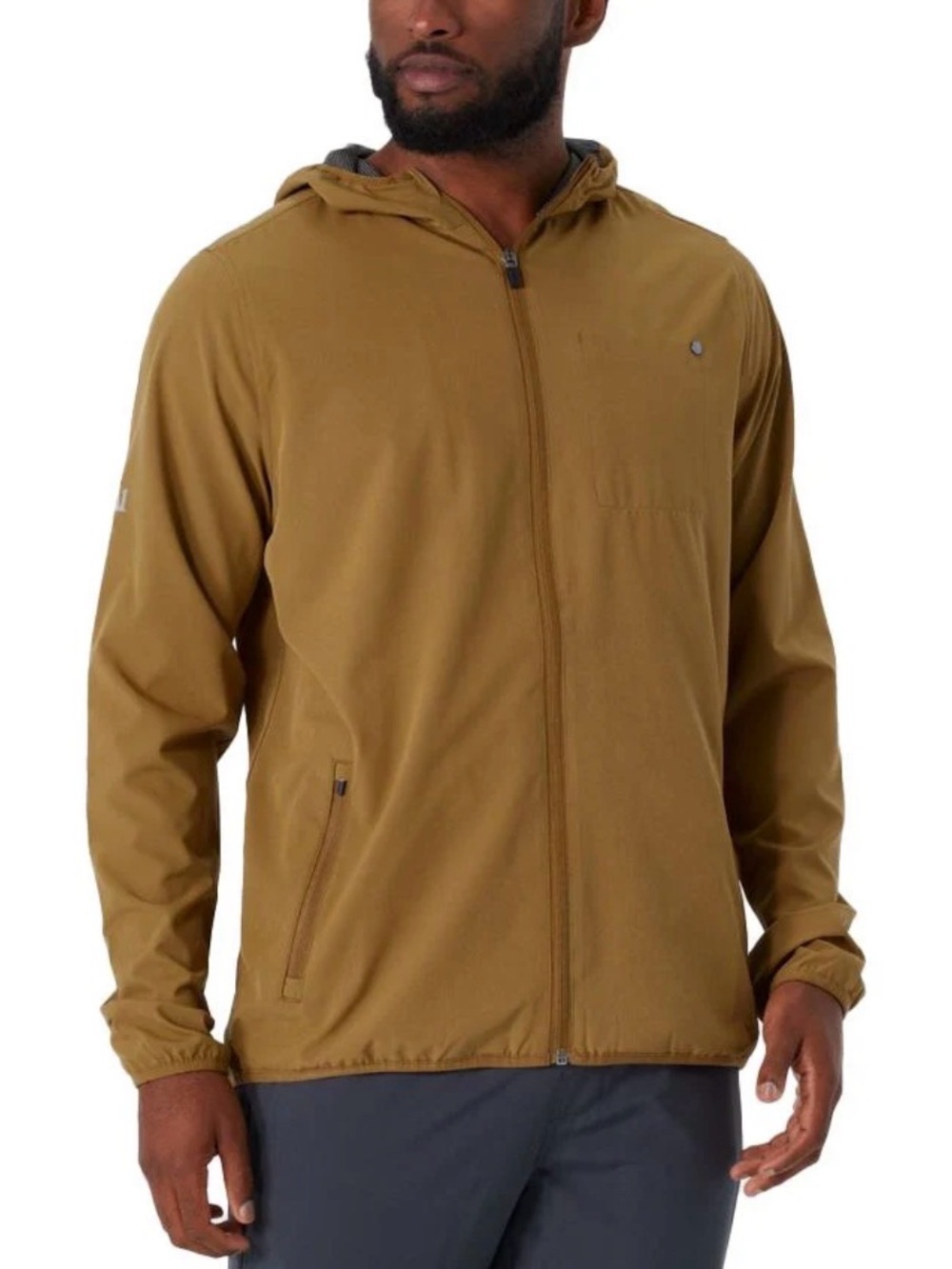 Vuori Men's Hooded Outdoor Trainer Shell Windbreaker Jacket - Mustard Brown